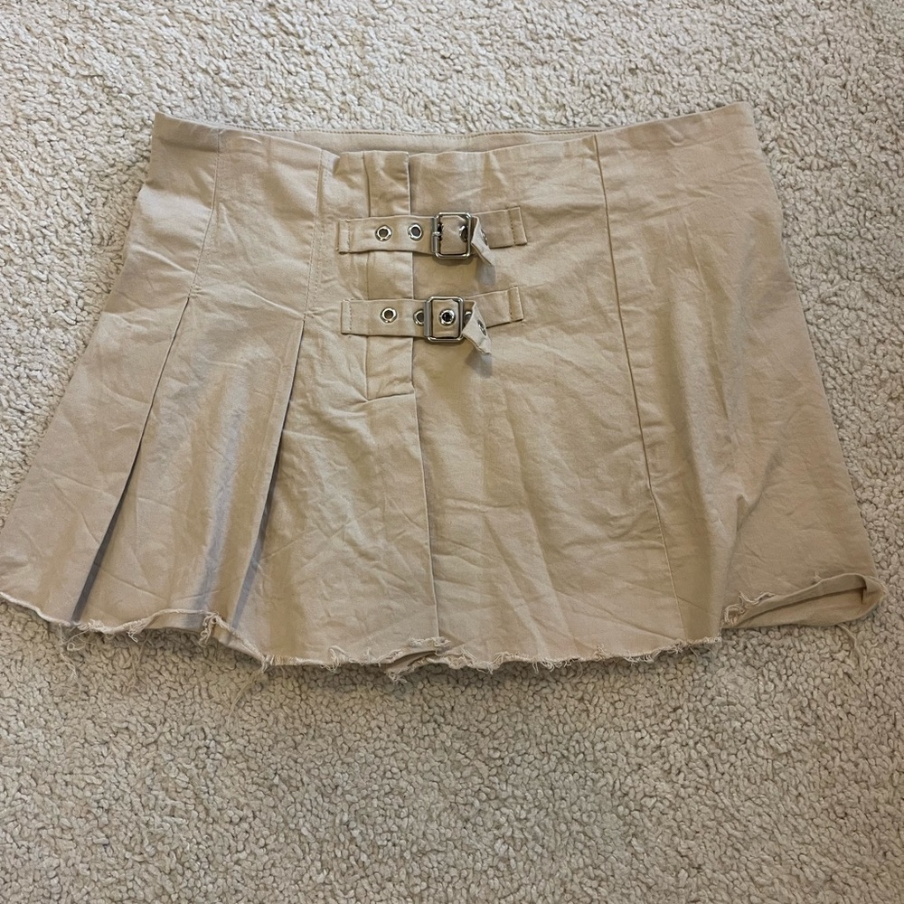 tiger mist khaki pleated skirt